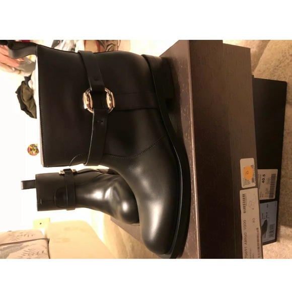 Auth Gucci wome black leather ankle boot 40/10 - Picture 3 of 5